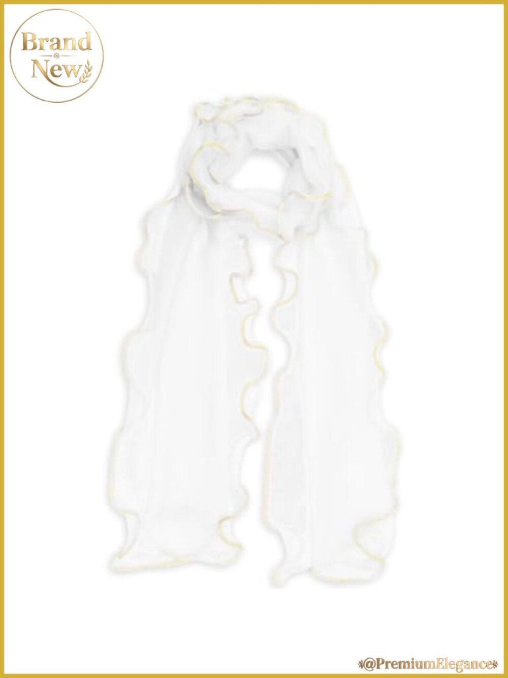 Sequin Edge Scarf Lightweight Polyester Wavy Trim Travel Scarf